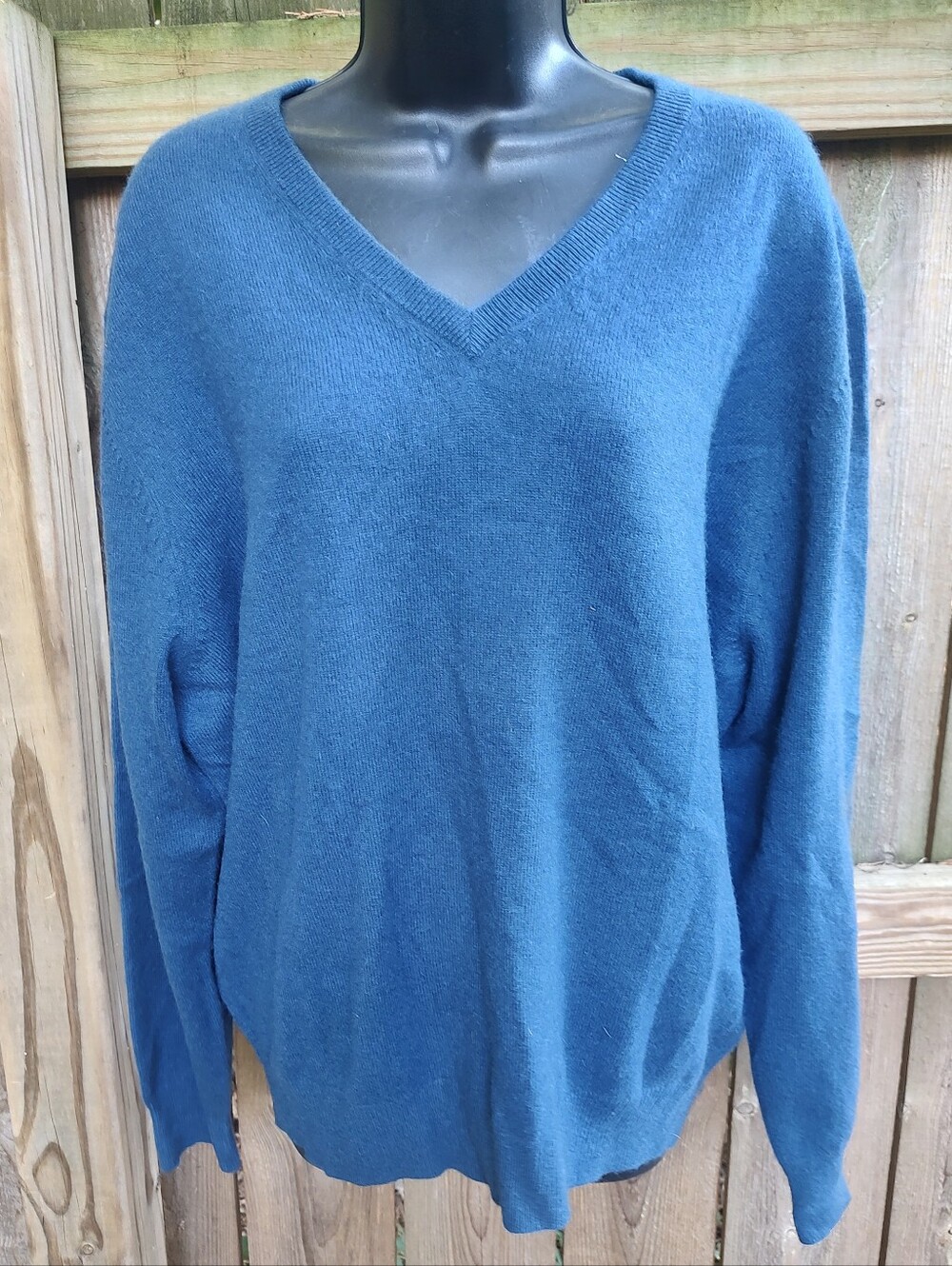 🏵️ Jos. A. Bank Mens Blue 100% Cashmere V-Neck Traveler's Collection Sweater L